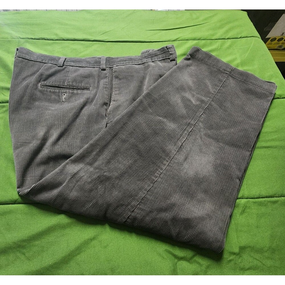 Haggar Flat Front Straight Men's Corduroy Chino Pants Gray Size 42x29